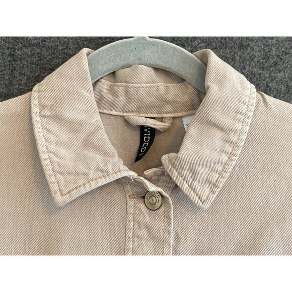 H&M Divided Loose Fit Denim Shacket Jacket Women Size XS Cream Button Front - Picture 3 of 10